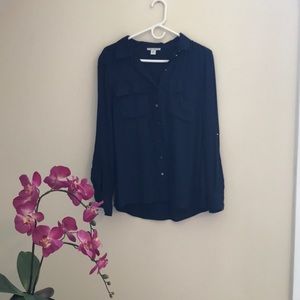 Navy button up